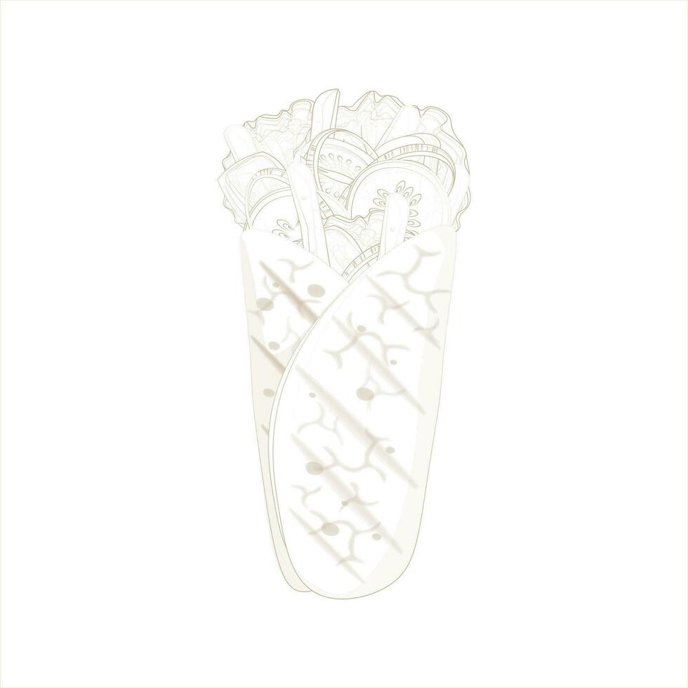 logo illustration line art Simple Shawarma vector