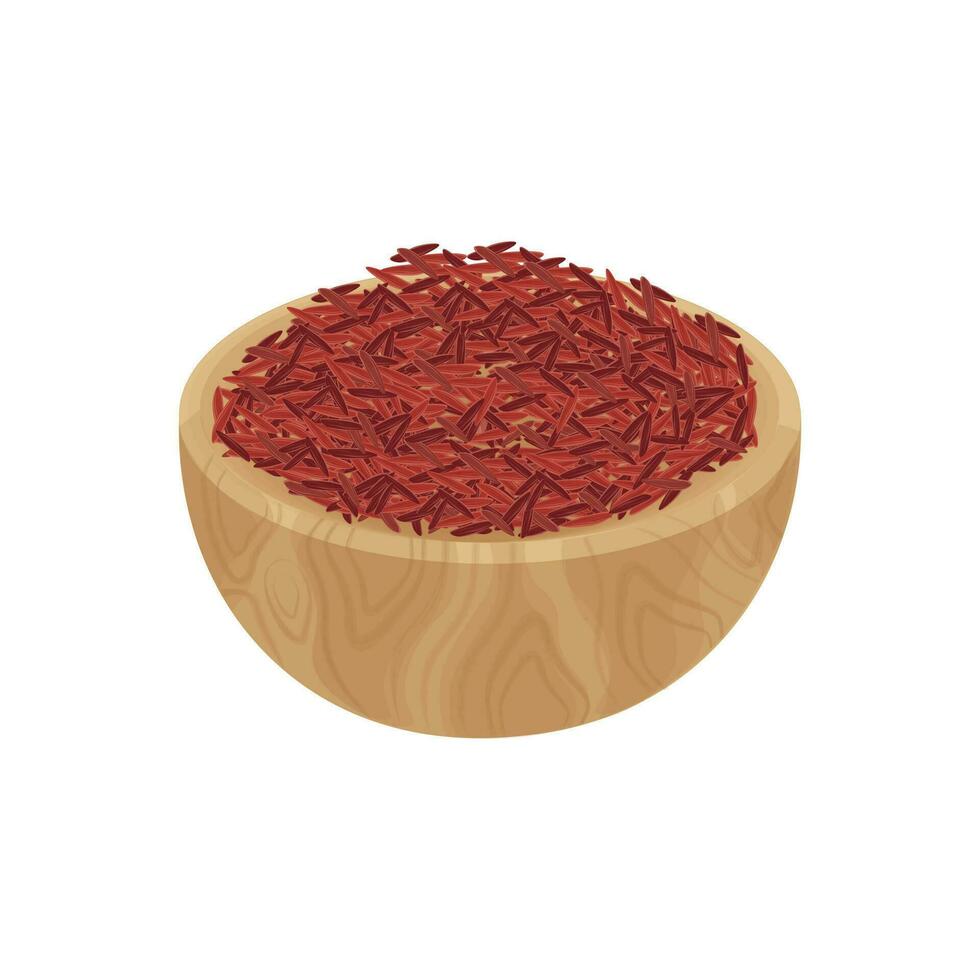 logo illustration of beras merah or red rice in a bowl vector