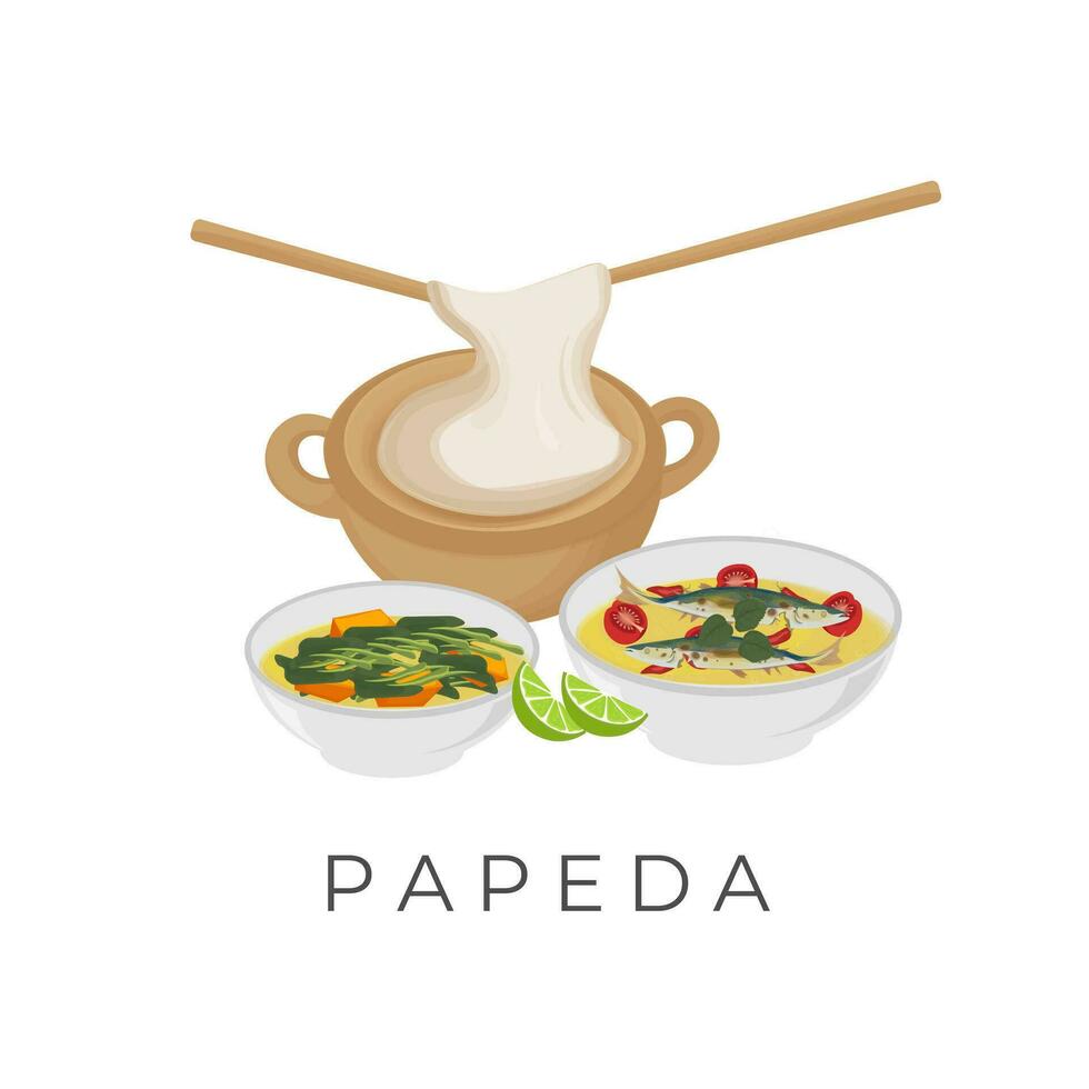 logo illustration of papeda sago porridge ready to be served vector