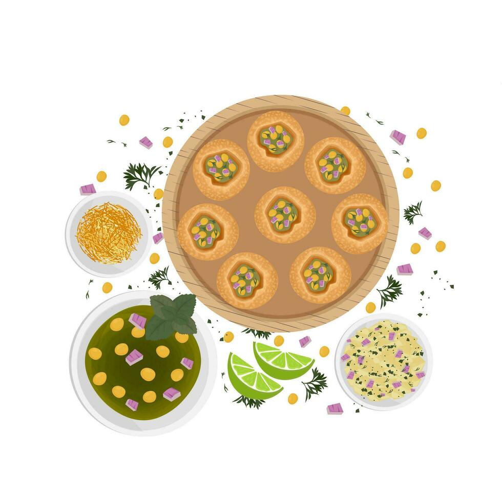 logo ilustración de pani puri o golgappa vector