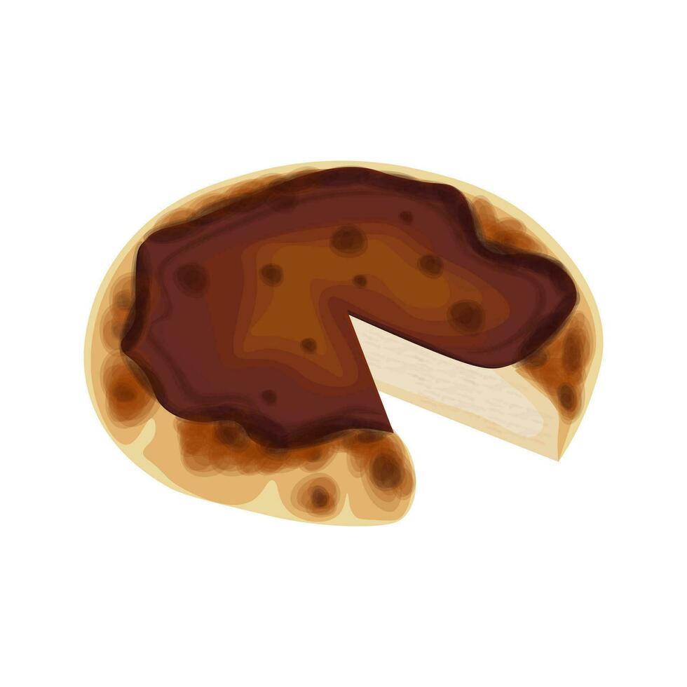 Basque Burnt Cheesecake Illustration Logo vector