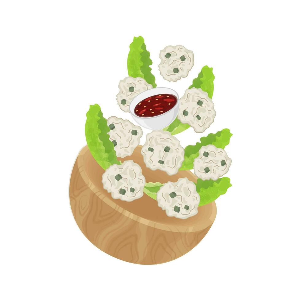 Logo Illustration vector of Cireng Aci di goreng delicious Indonesian snack