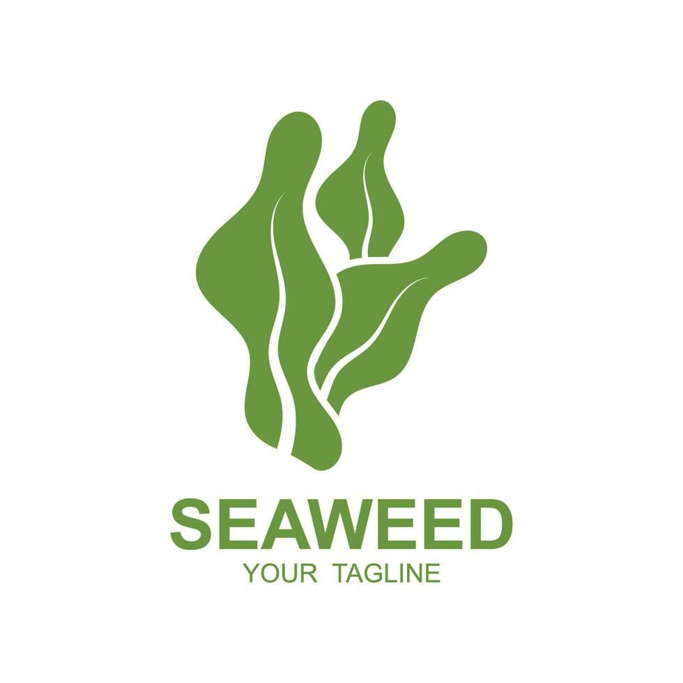 Seaweed Logo Design, Underwater Plant Illustration, Cosmetics And Food Ingredients vector