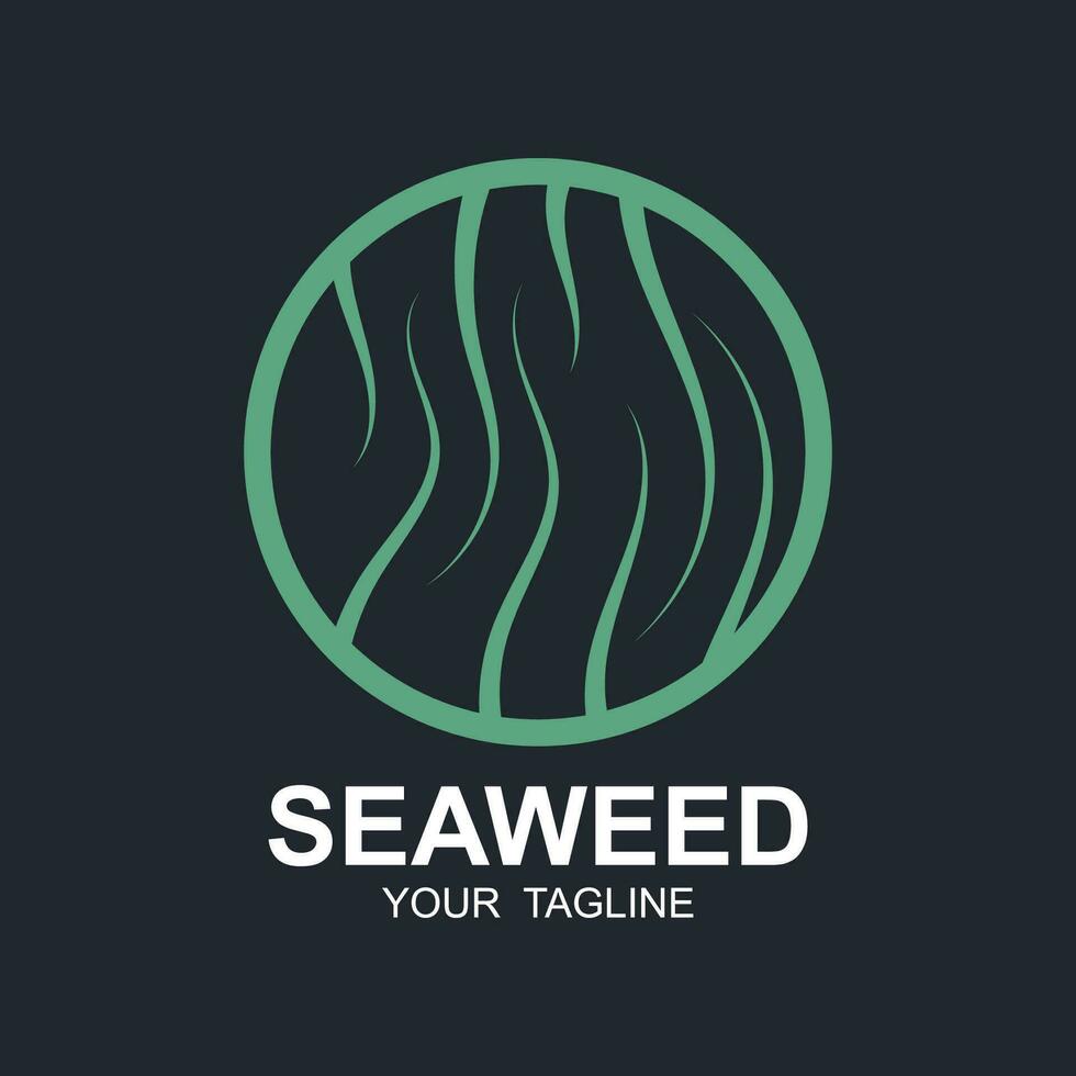 Seaweed Logo Design, Underwater Plant Illustration, Cosmetics And Food Ingredients vector