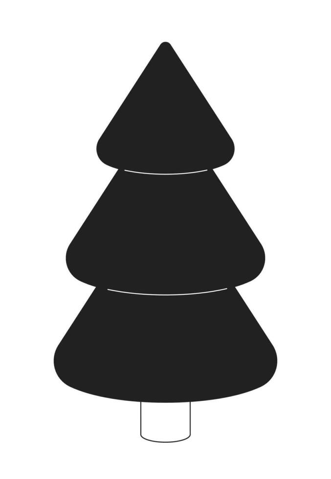Conifer fir tree black and white 2D cartoon object. Pine spruce. Evergreen tree isolated vector outline item. Environment. Vegetation plant. Coniferous forest monochromatic flat spot illustration