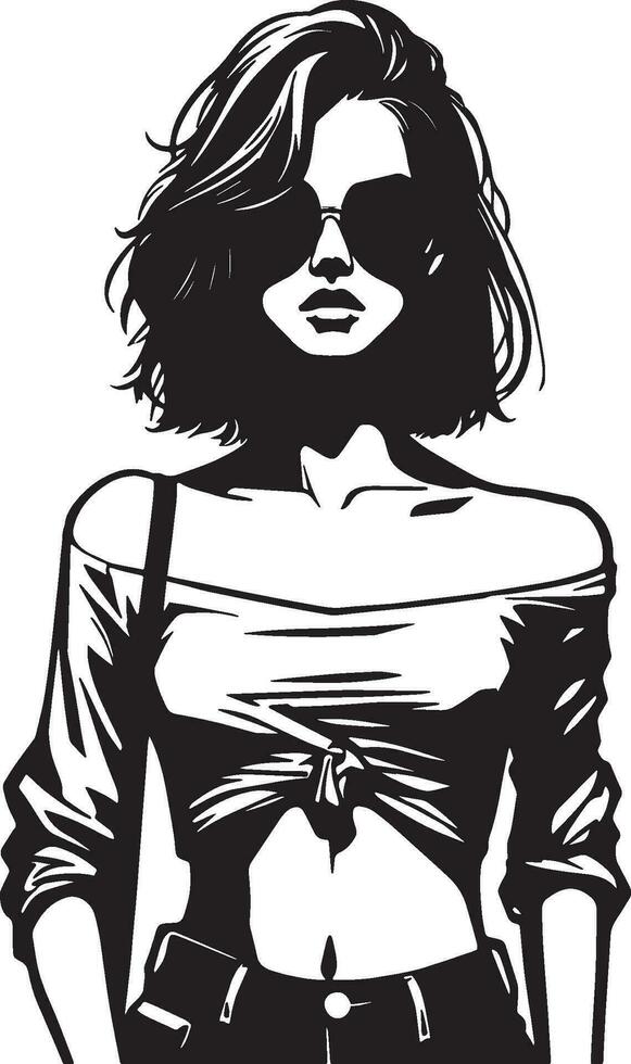 Fashion Woman Sketch Drawing. vector