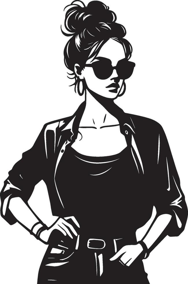 Fashion Woman Sketch Drawing. vector