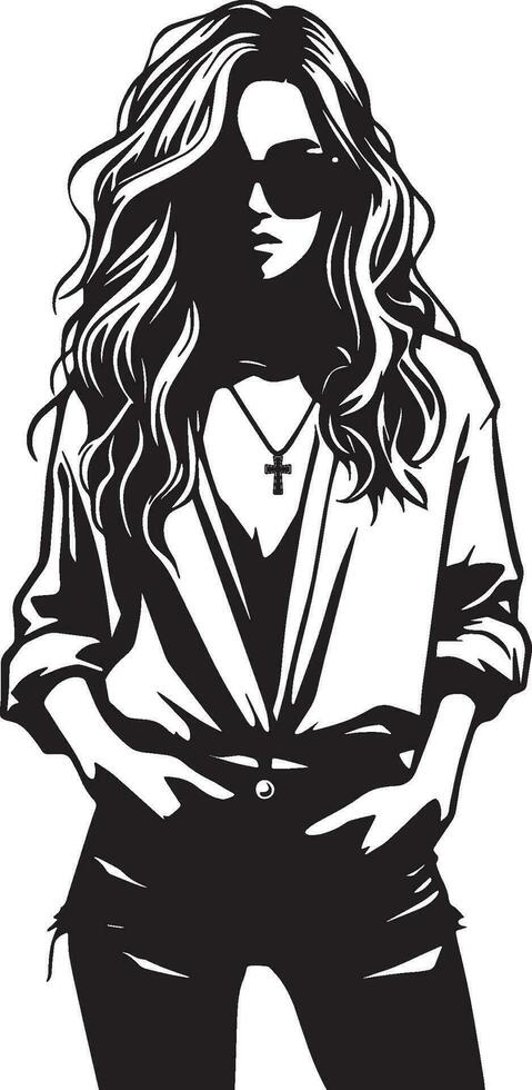 Fashion Woman Sketch Drawing. vector