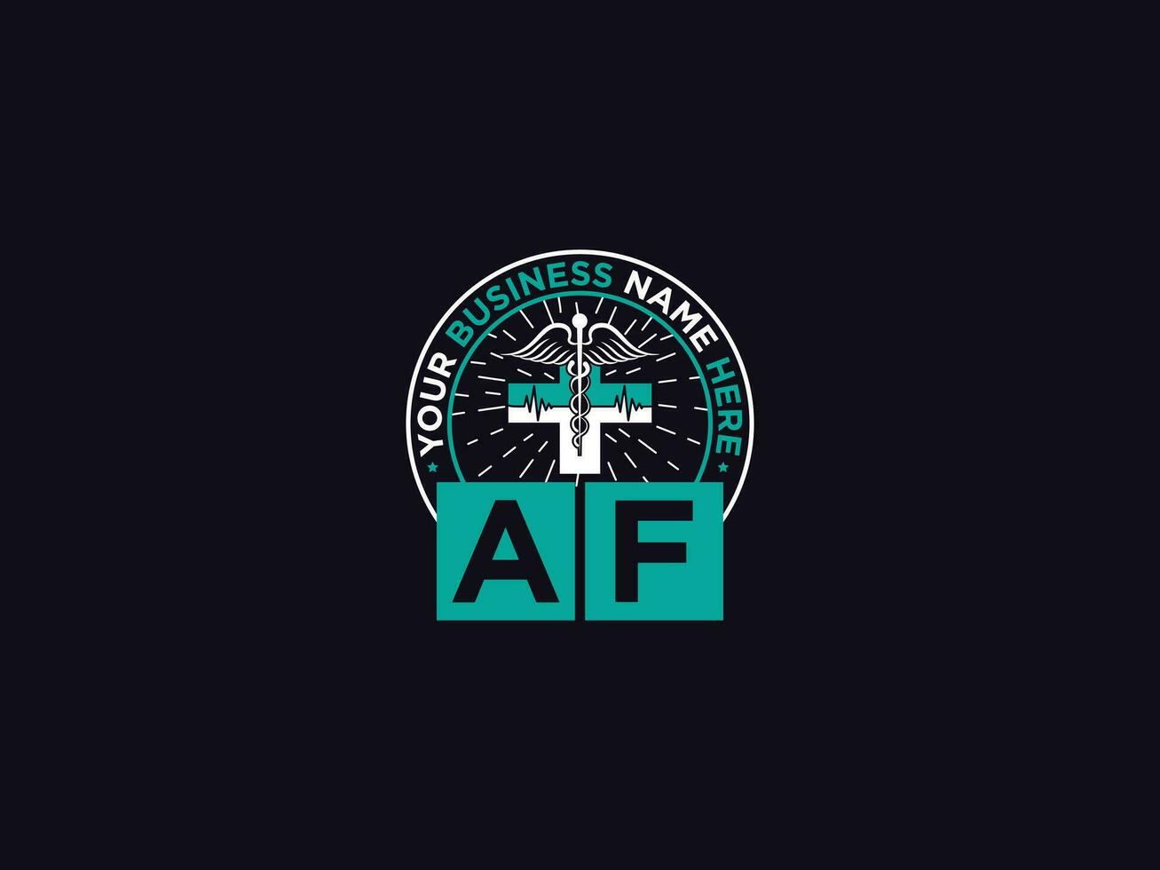 Unique Af Logo Vector, Medical AF Health Logo Letter Design For Doctors vector
