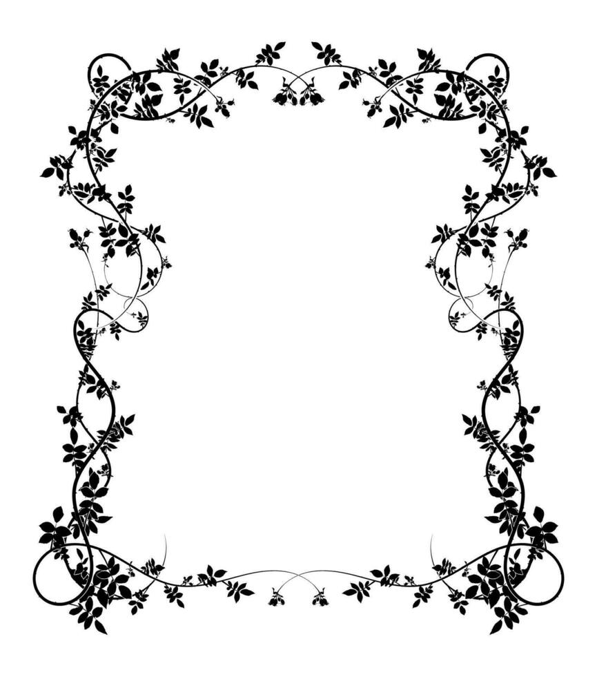 large complex frame pattern with rose hip climbing vector