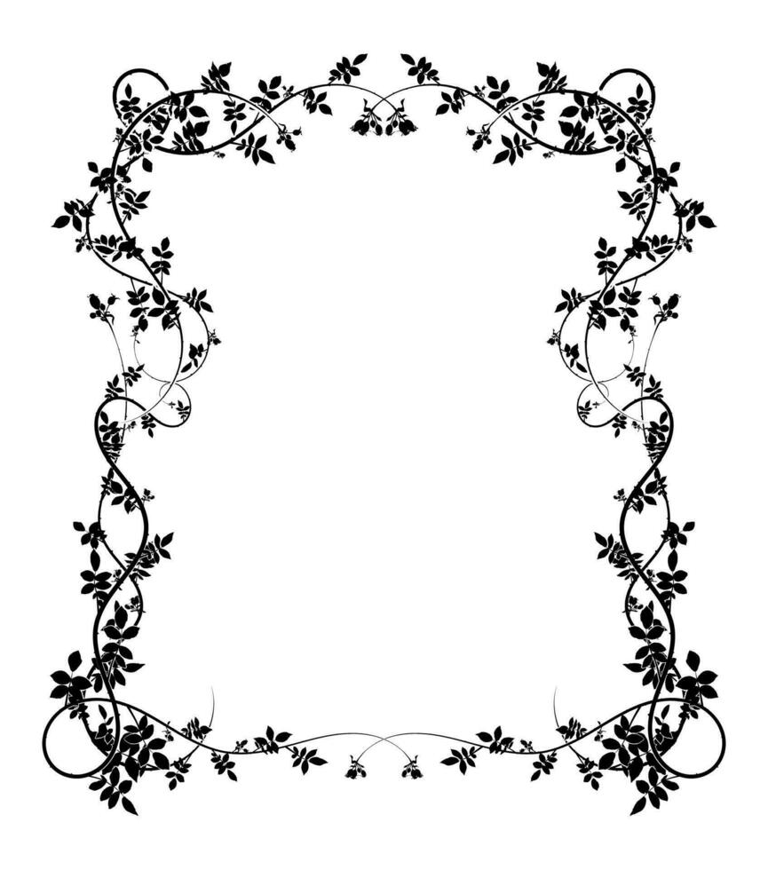 large complex frame pattern with rose hip climbing vector