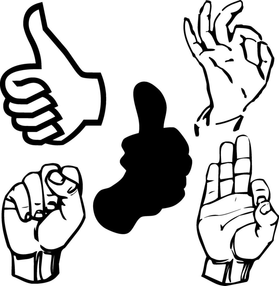 Hand Gesture Silhouette Vector on white background