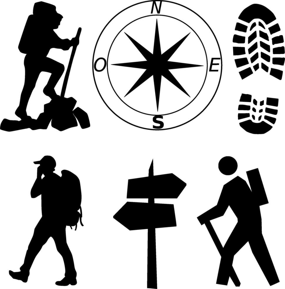 Hiking Silhouette Vector on white background