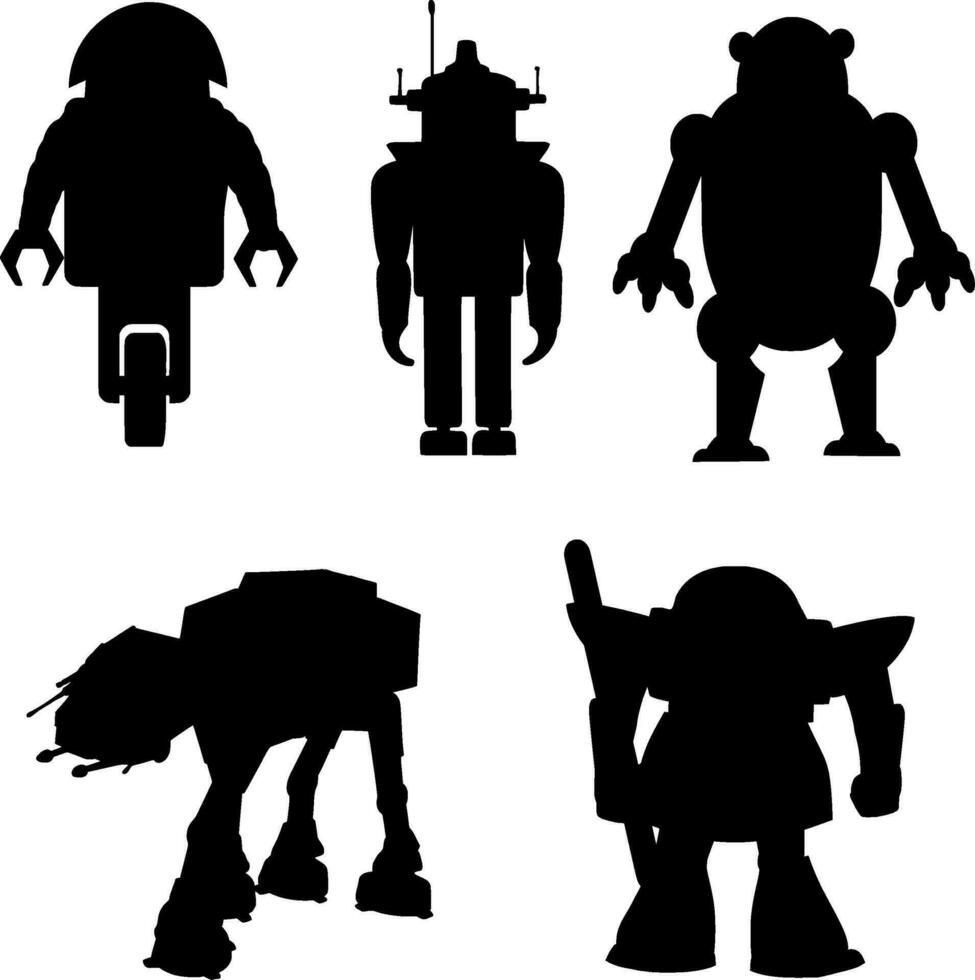 Robot Silhouette Vector on white background