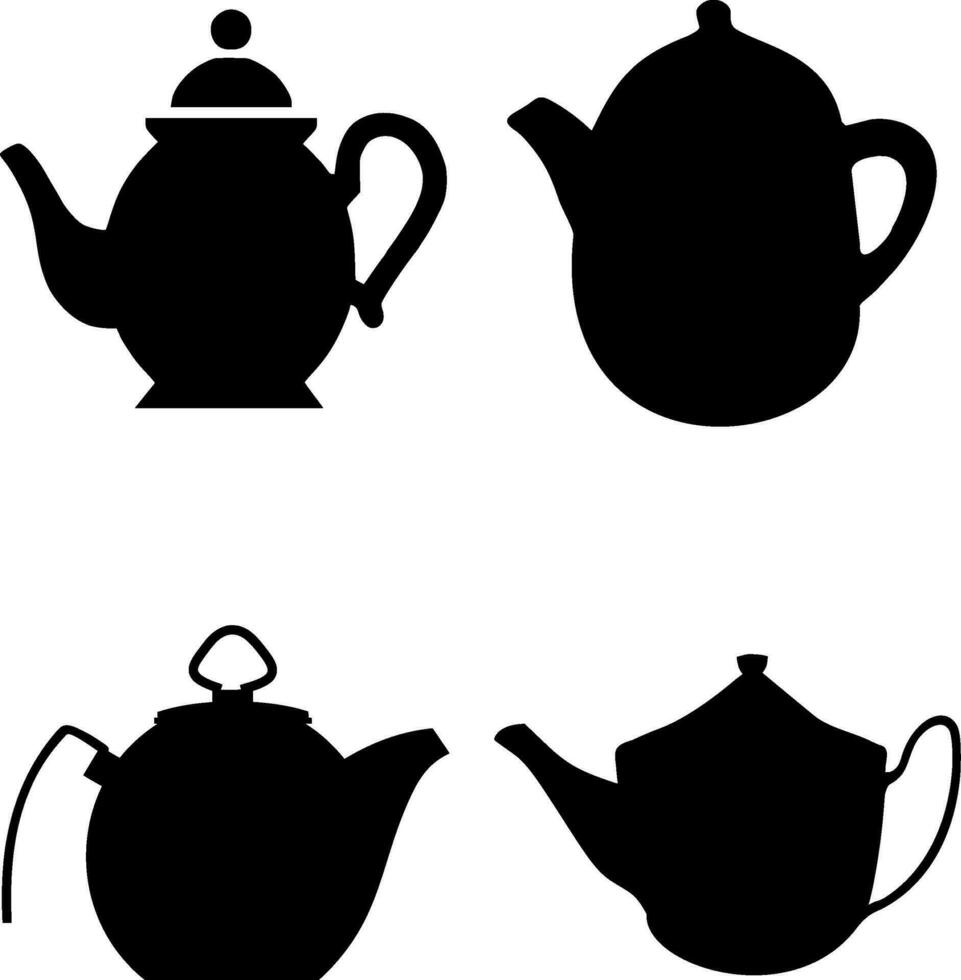 Tea Kettle Silhouette Vector on white background