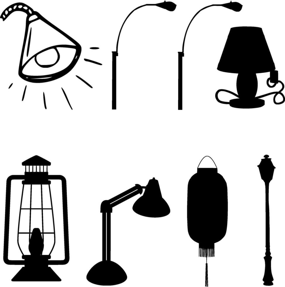 Lamp Silhouette Vector on white background