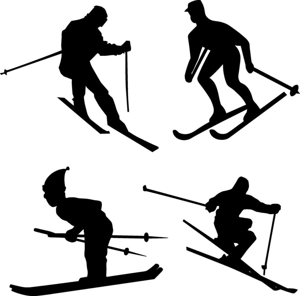 Skiing Silhouette Vector on white background