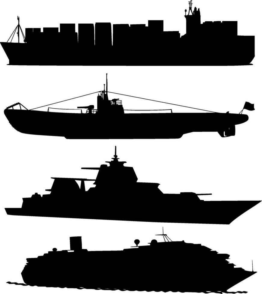 Ship Silhouette Vector on white background