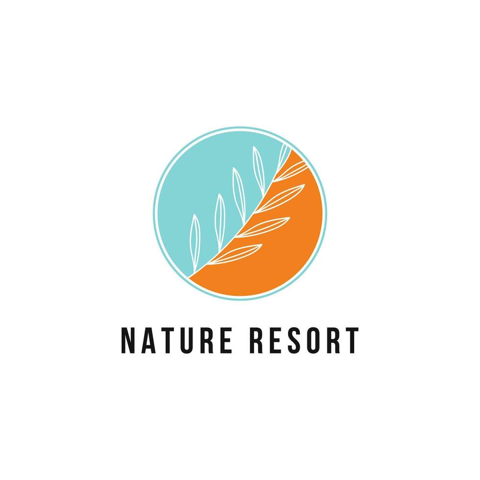 Leaf nature resort logo design idea with circle vector