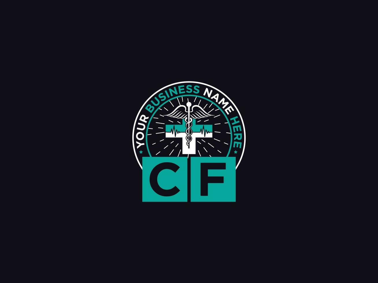 moderno Escuchó cf logo icono, minimalista cf médico letra icono para usted vector