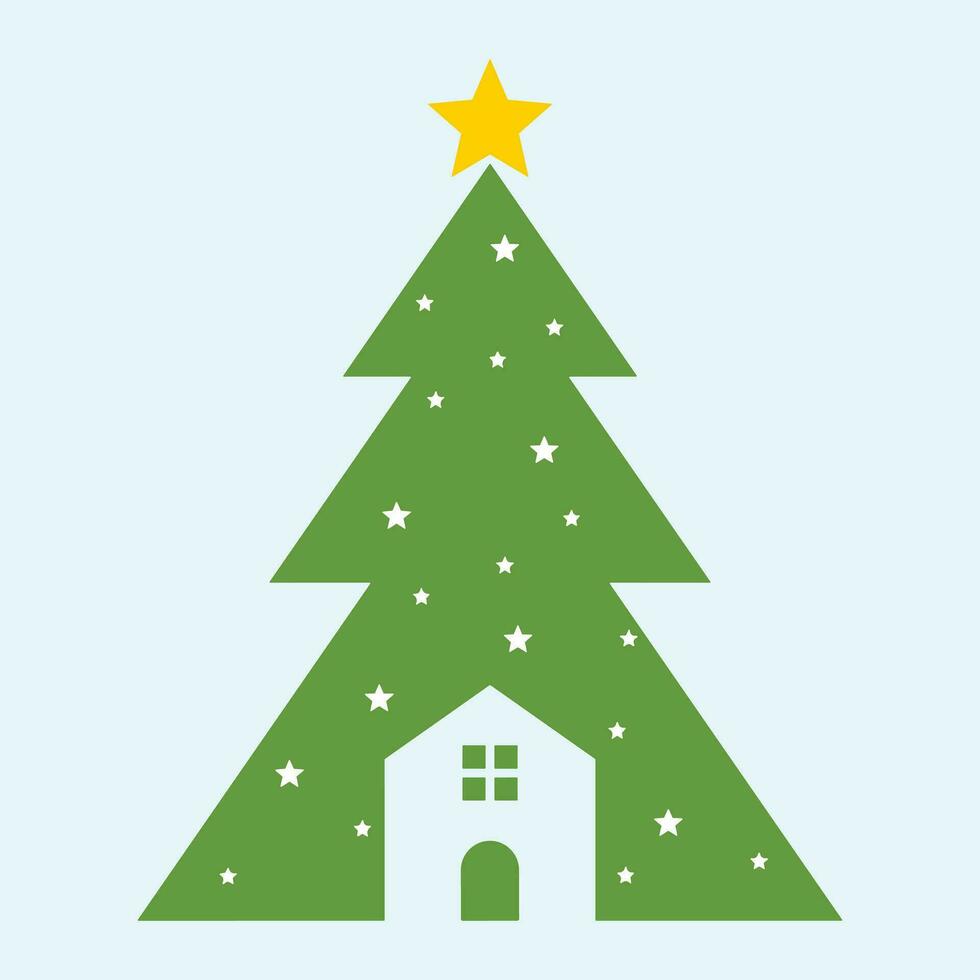 Navidad árboles, pinos para saludo tarjeta, invitación, bandera, web. nuevo años y Navidad tradicional símbolo árbol con guirnaldas, ligero bulbo, estrella. invierno día festivo. íconos colección vector