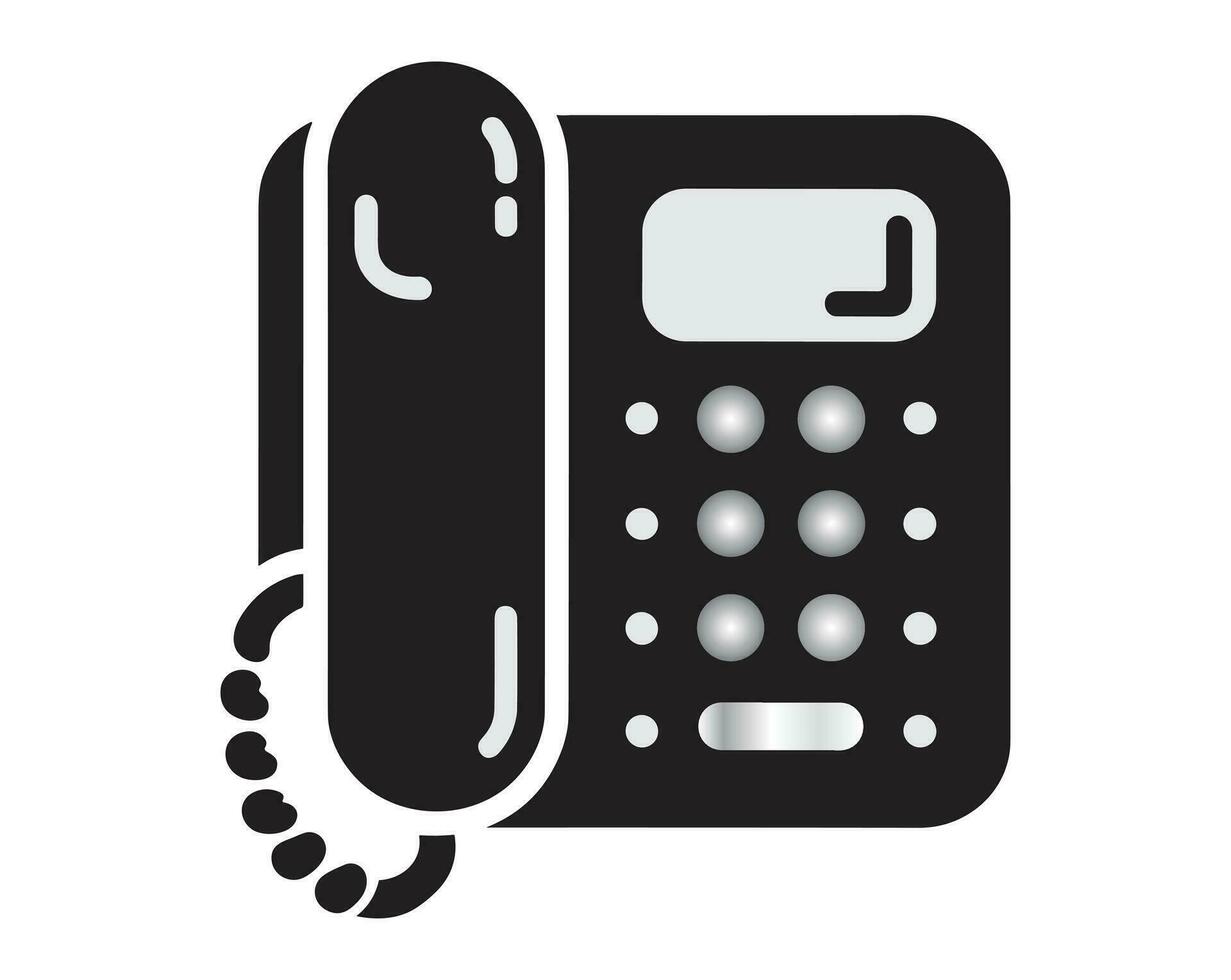 Phone Call Icon, Old Telephone Icon, Calling Phone, Technology Device, Contact Information, Communication Symbol, Support, Chat, Trendy Black Sign Isolated On White Background Vector Illustration