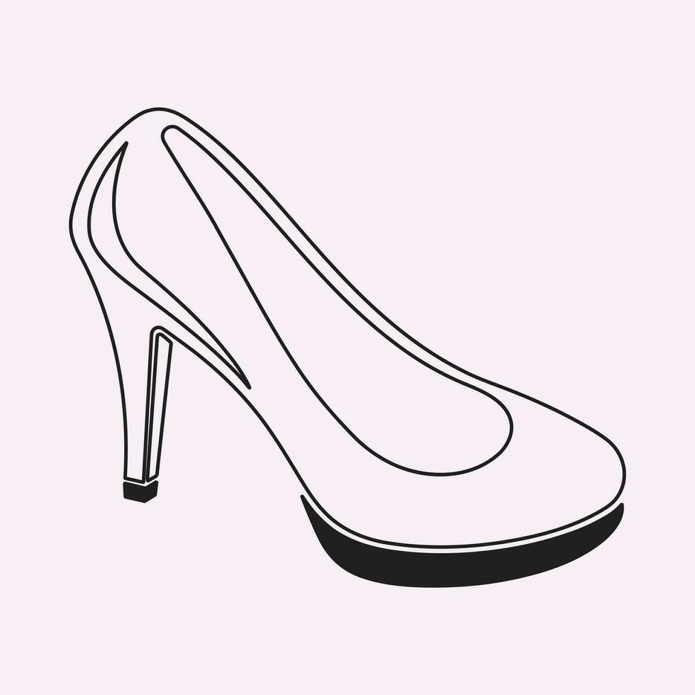 high heels Outline style vector design element, Pumps black line icon. Pictogram for web page, mobile app, promo. UI UX GUI design element. Editable stroke. illustration