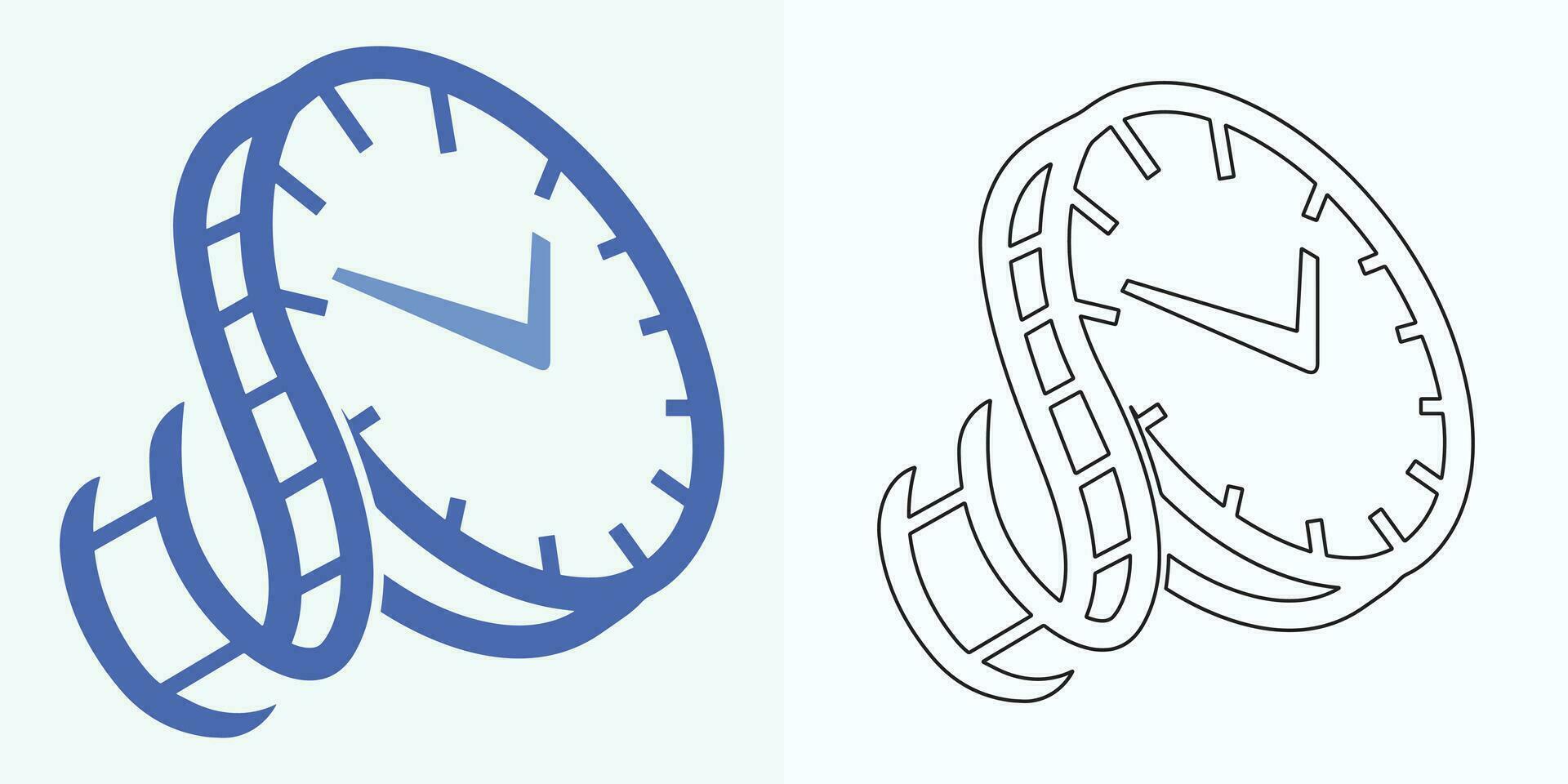 new style Analog clock flat vector icon. Symbol of time management, chronometer with hour, minute, and second arrow. Simple illustration isolated on a white background.