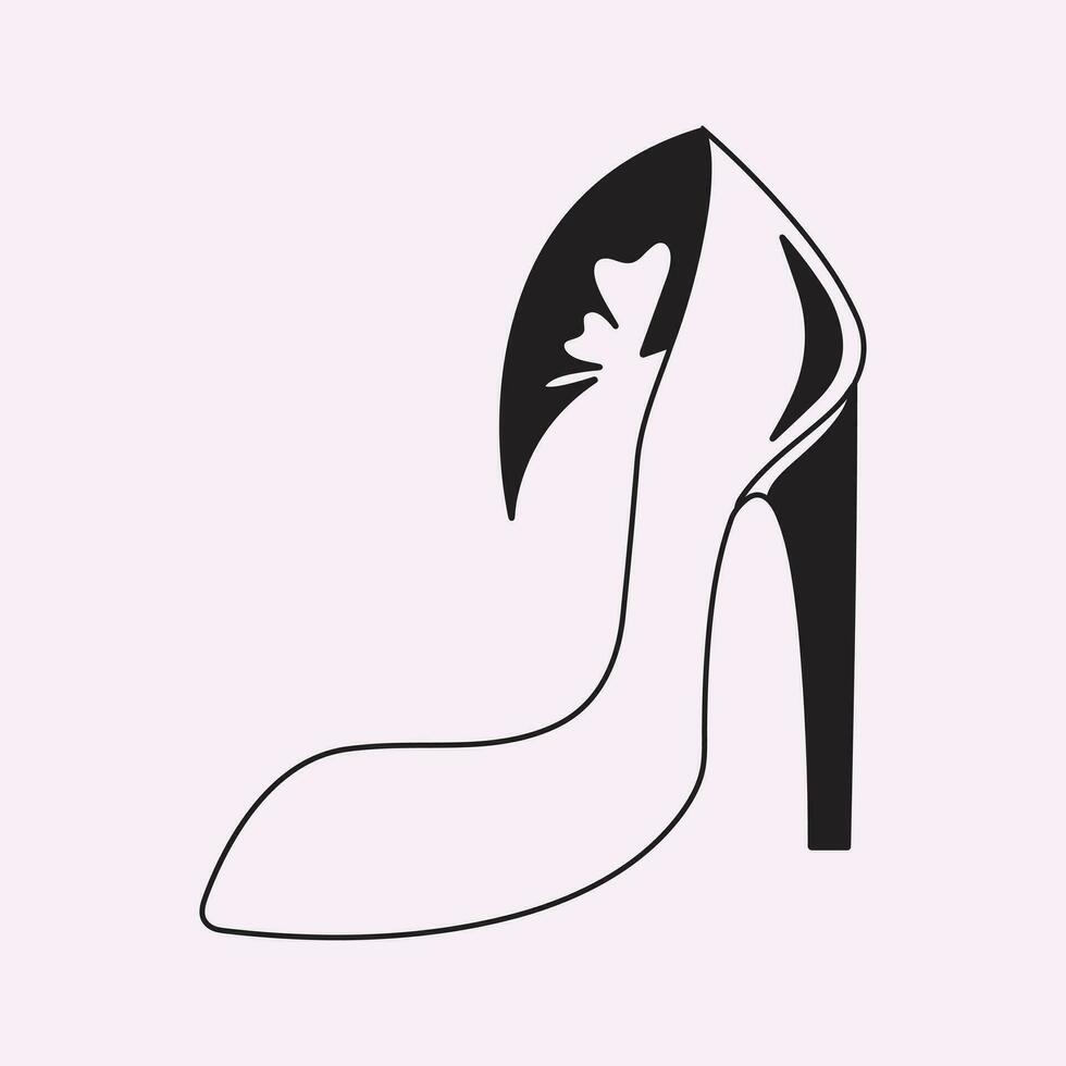 accesorio, fondo, negro, elegancia, elegante, moda, femenino, pie, calzado, chica, glamour, tacón, alto, icono, ilustración, aislado, dama, línea, describir, zapato, estilo, símbolo, vector, blanco vector