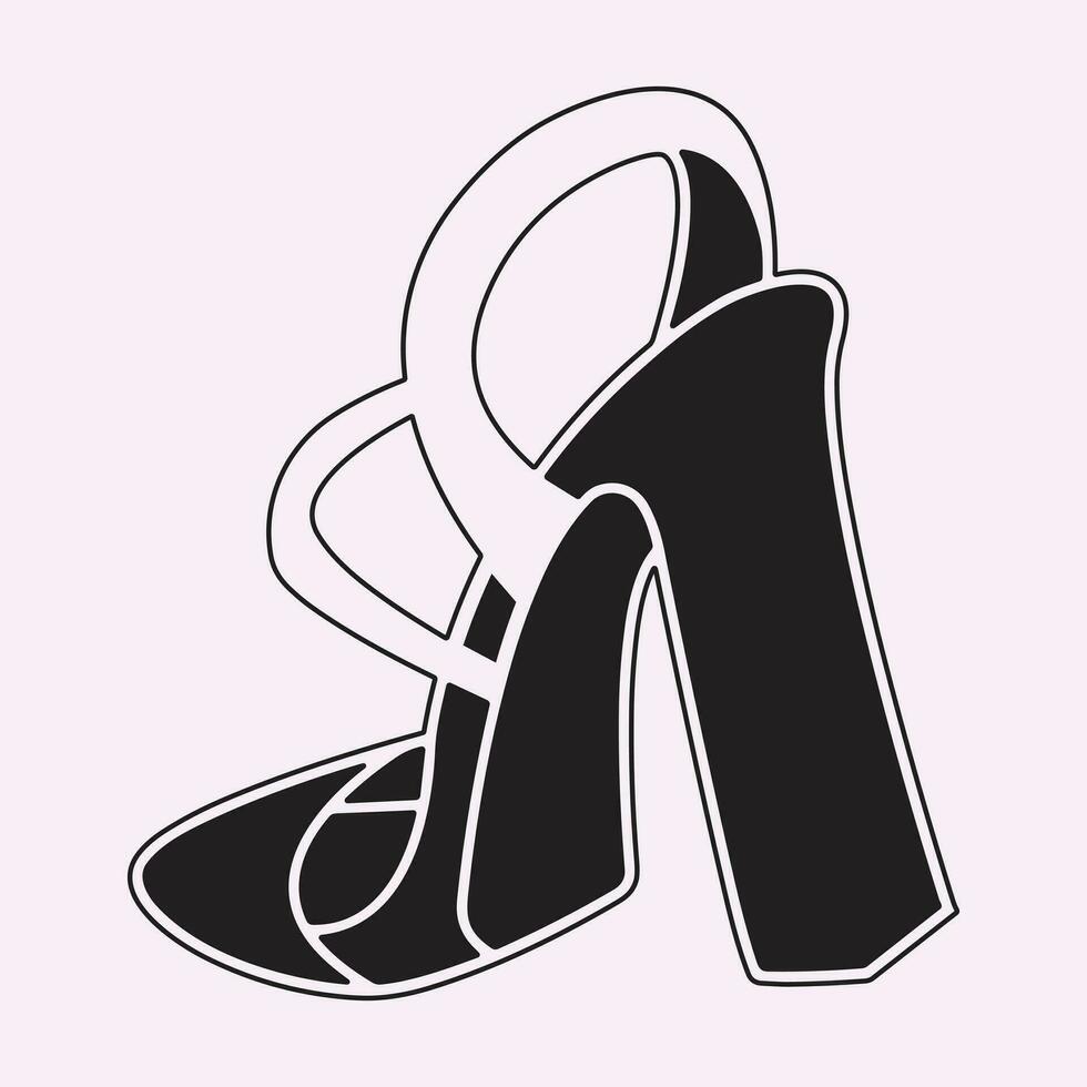 accesorio, fondo, negro, elegancia, elegante, moda, femenino, pie, calzado, chica, glamour, tacón, alto, icono, ilustración, aislado, dama, línea, describir, zapato, estilo, símbolo, vector, blanco vector