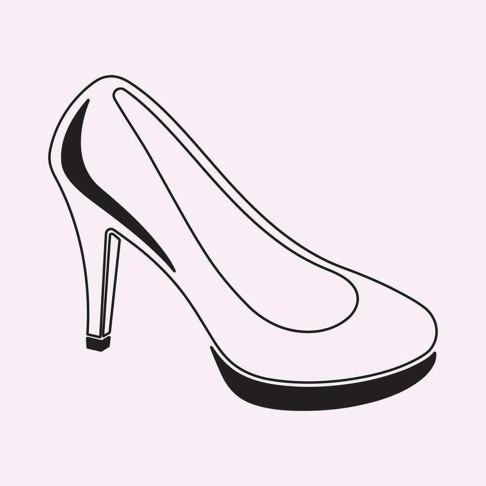 alto tacones contorno estilo vector diseño elemento, zapatillas negro línea icono. pictograma para web página, móvil aplicación, promoción. ui ux gui diseño elemento. editable ataque. ilustración