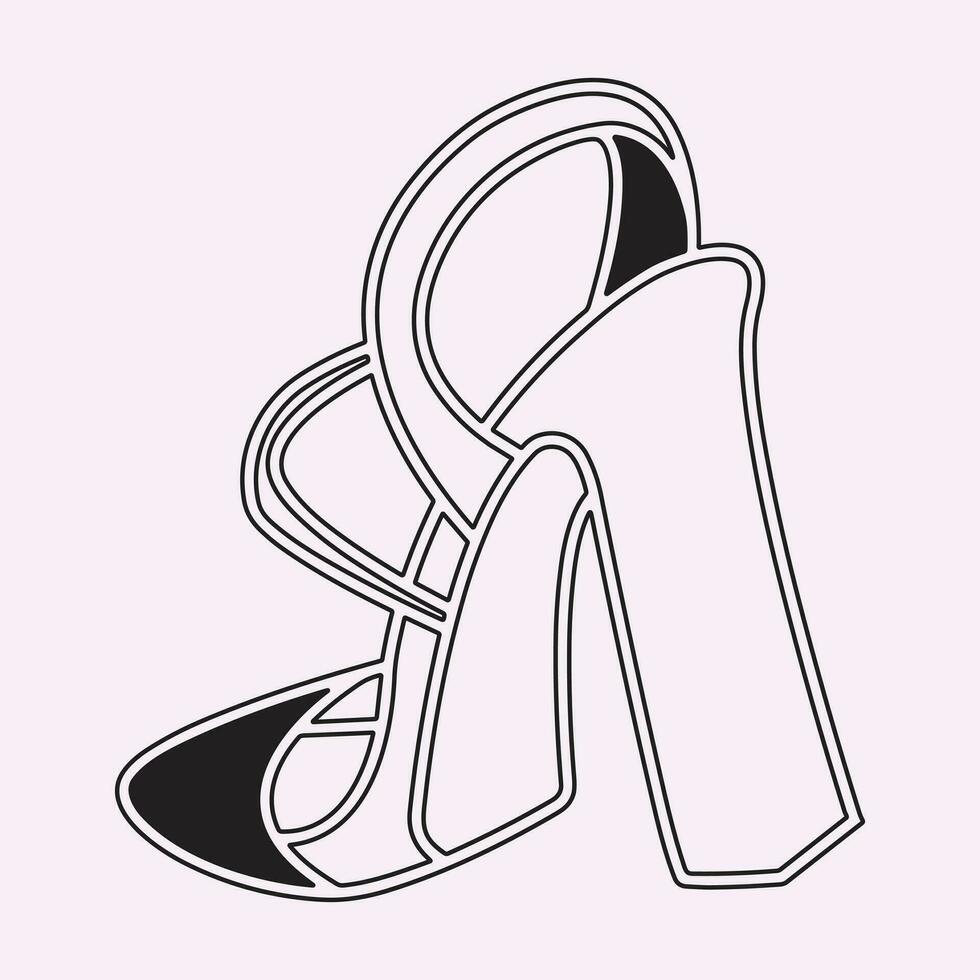 alto tacones contorno estilo vector diseño elemento, zapatillas negro línea icono. pictograma para web página, móvil aplicación, promoción. ui ux gui diseño elemento. editable ataque. ilustración