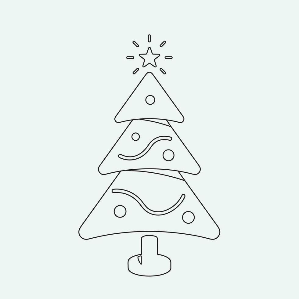 Isolated black and white color trees in lineart style set, forest, park and garden tree flat signs collection vector