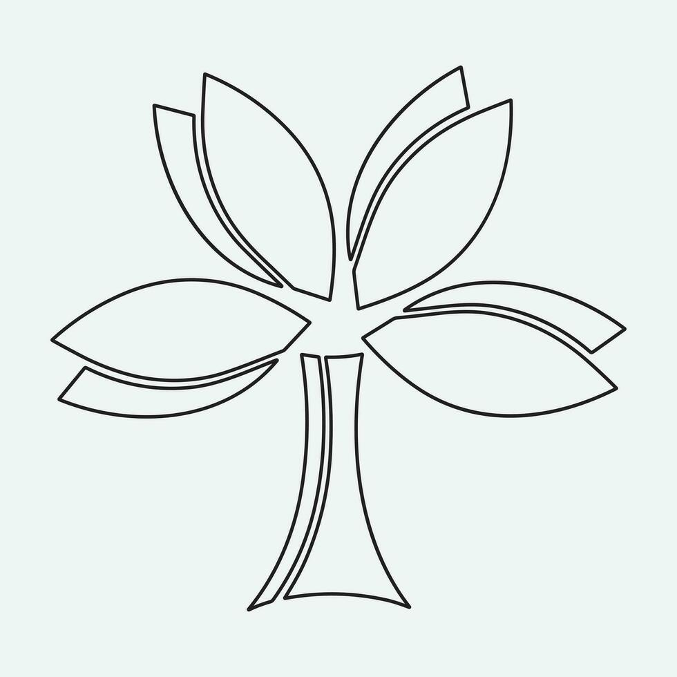 Isolated black and white color trees in lineart style set, forest, park and garden tree flat signs collection vector