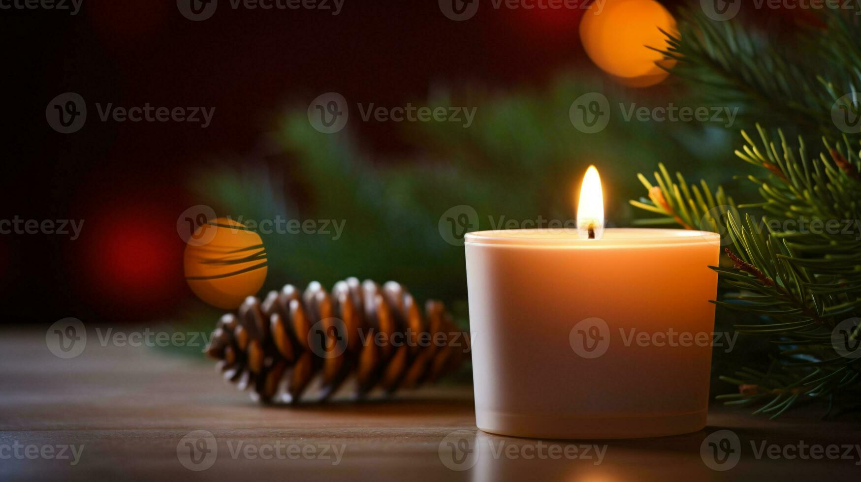 ai generative Close up of festive christmas candle with smooth bokeh background photo