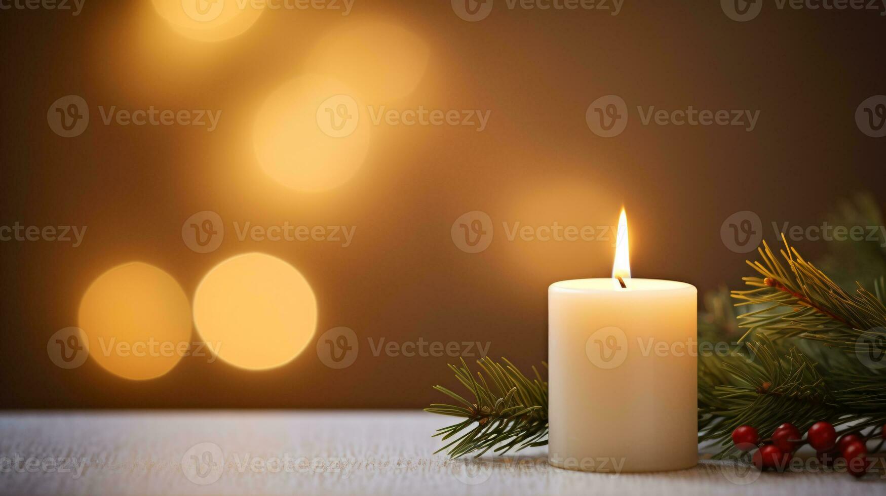 ai generative Close up of festive christmas candle with smooth bokeh background photo