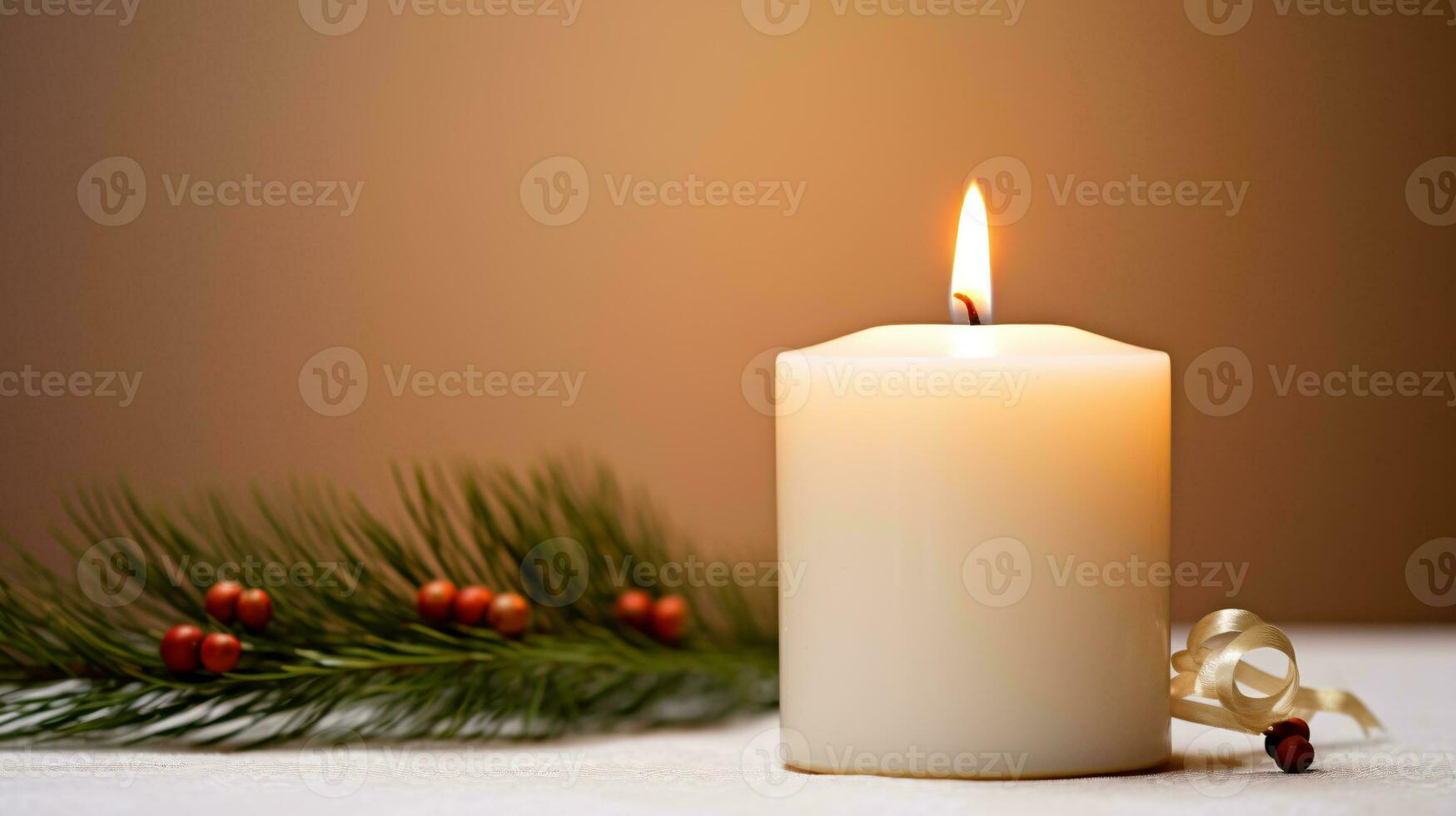 ai generative Close up of festive christmas candle with smooth bokeh background photo