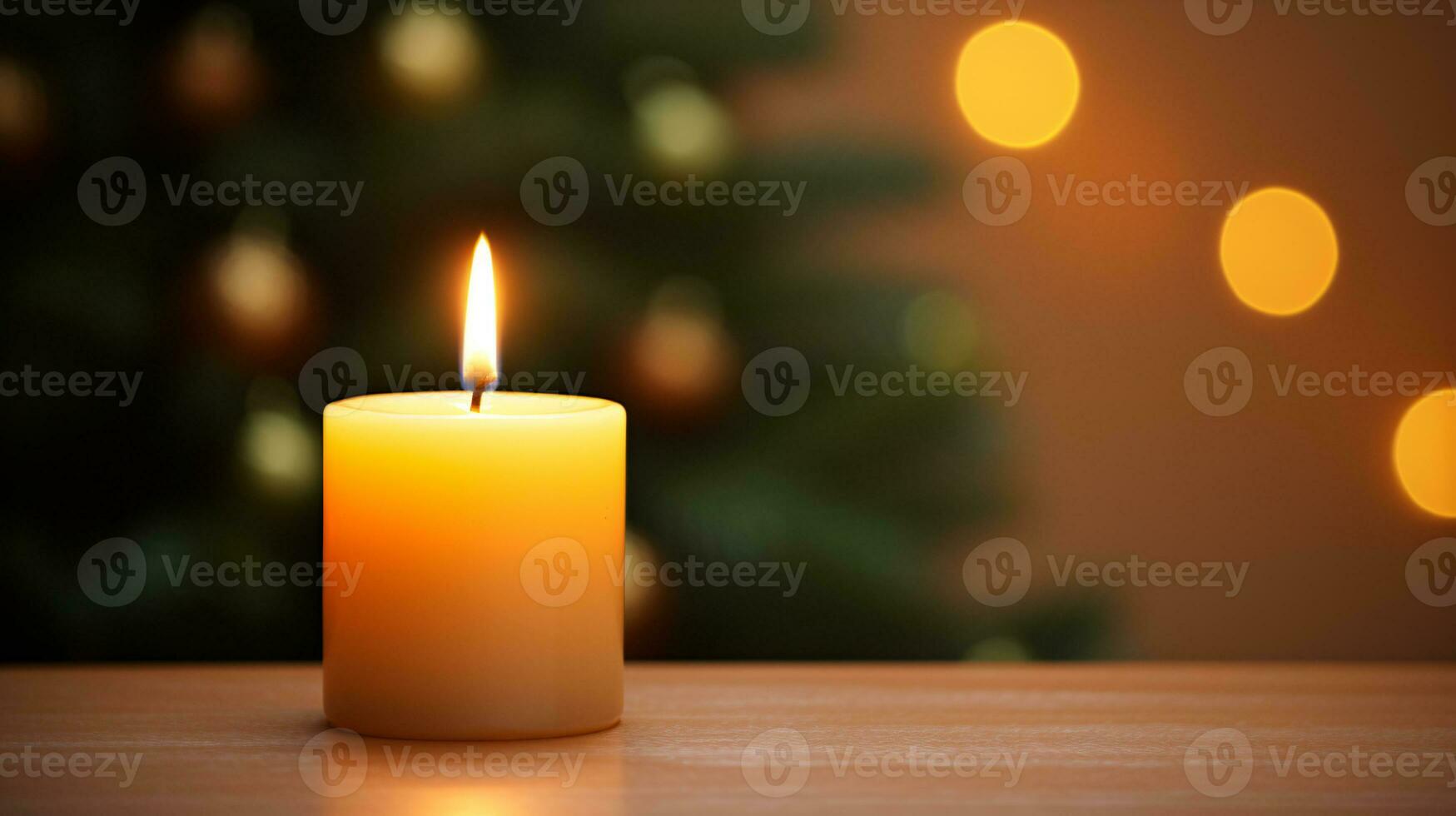 ai generative Close up of festive christmas candle with smooth bokeh background photo