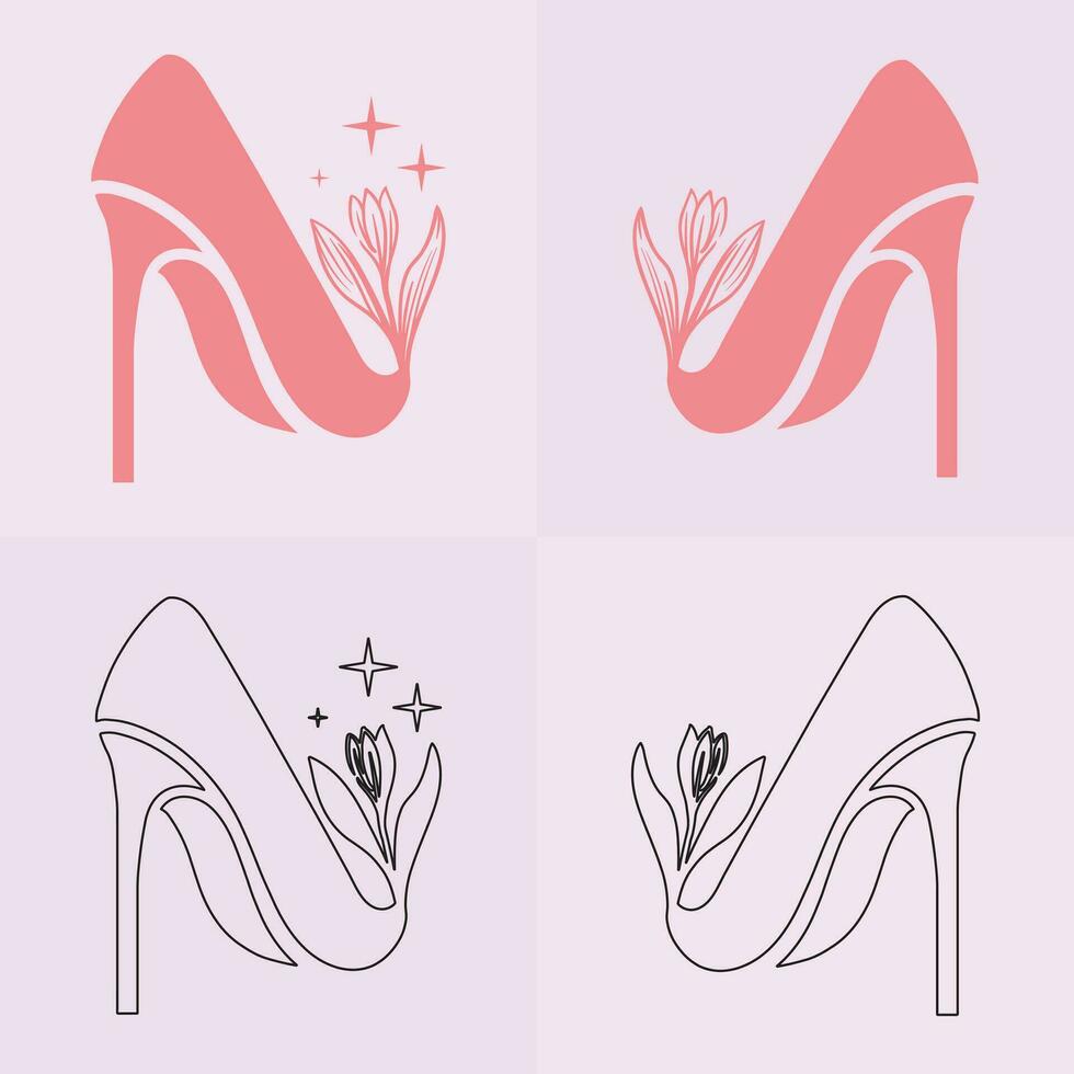 High heels shoe vector icon, Women's shoe glyph icon. Symbol, logo illustration.Woman shoes vector icons isolated on pink background.Fashion footwear design.Shoes collection