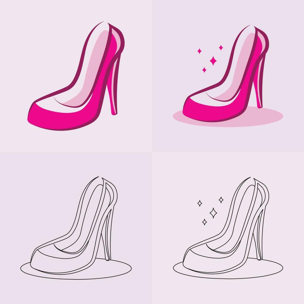 alto tacones zapato vector icono, De las mujeres zapato glifo icono. símbolo, logo ilustracion.mujer Zapatos vector íconos aislado en rosado fondo.moda calzado zapatos.de.diseño colección