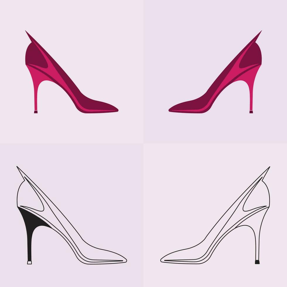 alto tacones zapato vector icono, De las mujeres zapato glifo icono. símbolo, logo ilustracion.mujer Zapatos vector íconos aislado en rosado fondo.moda calzado zapatos.de.diseño colección