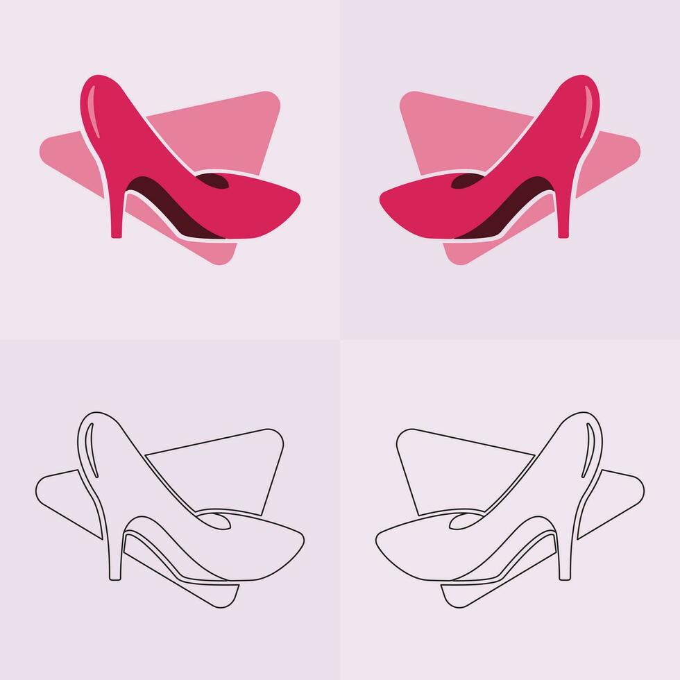 alto tacones zapato vector icono, De las mujeres zapato glifo icono. símbolo, logo ilustracion.mujer Zapatos vector íconos aislado en rosado fondo.moda calzado zapatos.de.diseño colección