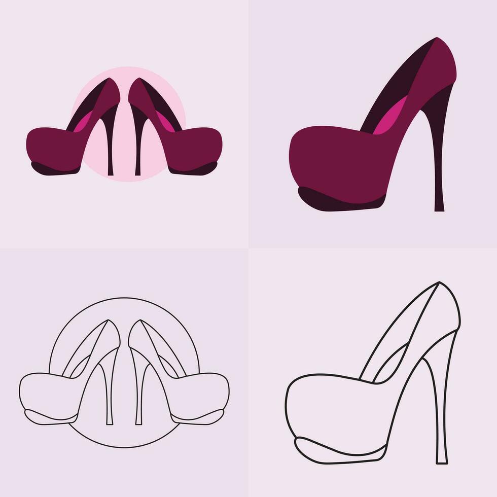 alto tacones zapato vector icono, De las mujeres zapato glifo icono. símbolo, logo ilustracion.mujer Zapatos vector íconos aislado en rosado fondo.moda calzado zapatos.de.diseño colección