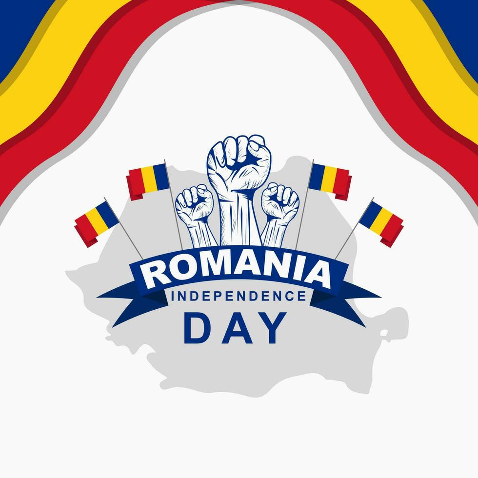 vector ilustración de rumano independencia día. rumano independencia diseño póster con bandera y cinta