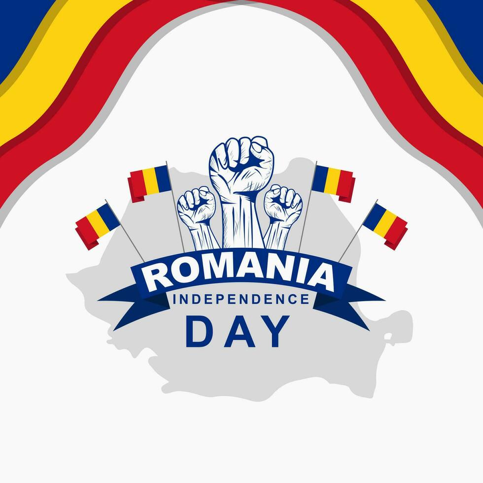 Vector illustration of Romanian independence day. Romanian independence design poster with flag and ribbon