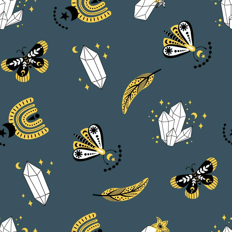 Seamless pattern in boho style. Design for fabric, textile, wallpaper, packaging. vector