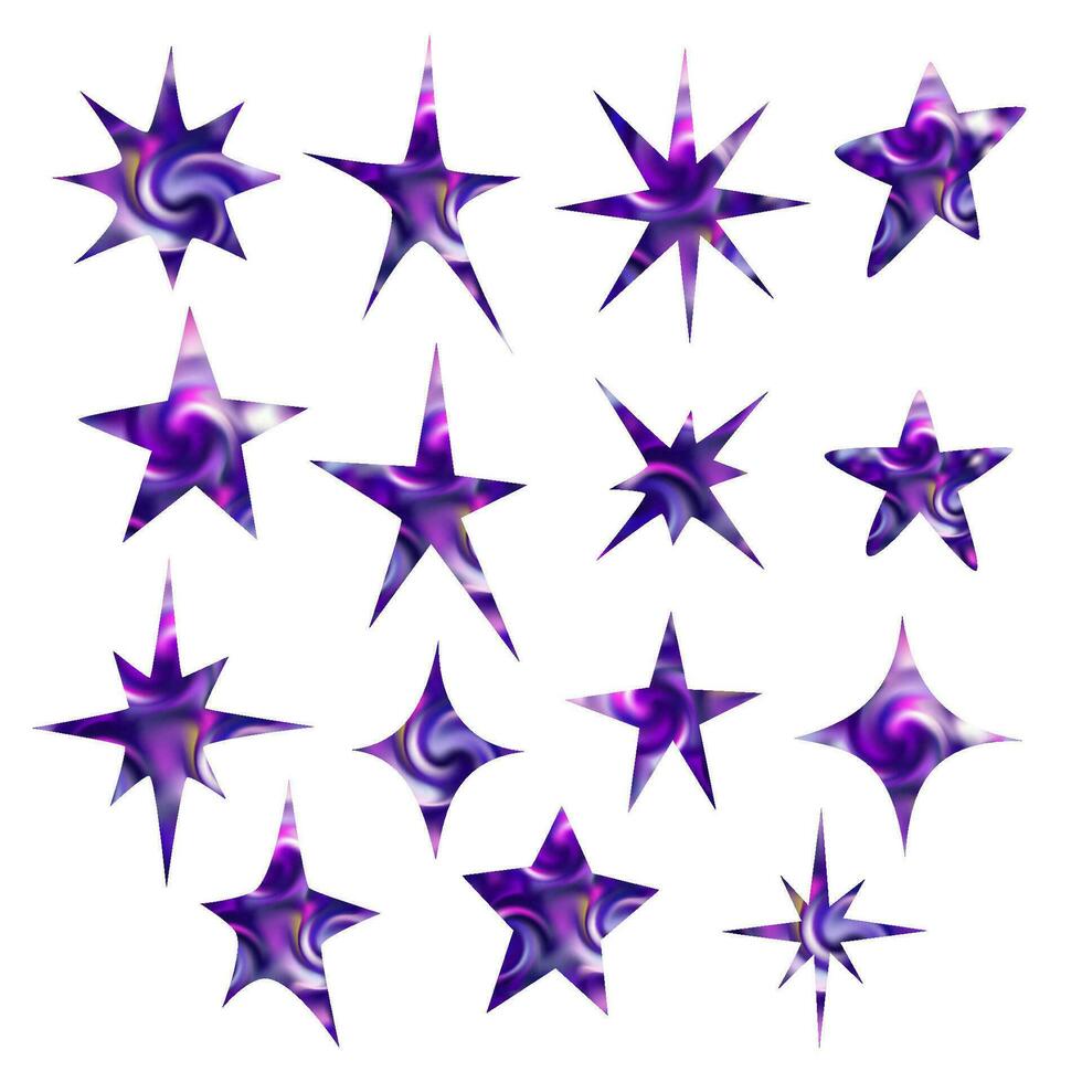 Vector illustration of stars. Design elements for New Year, Christmas, birthday, holidays isolated on white background.