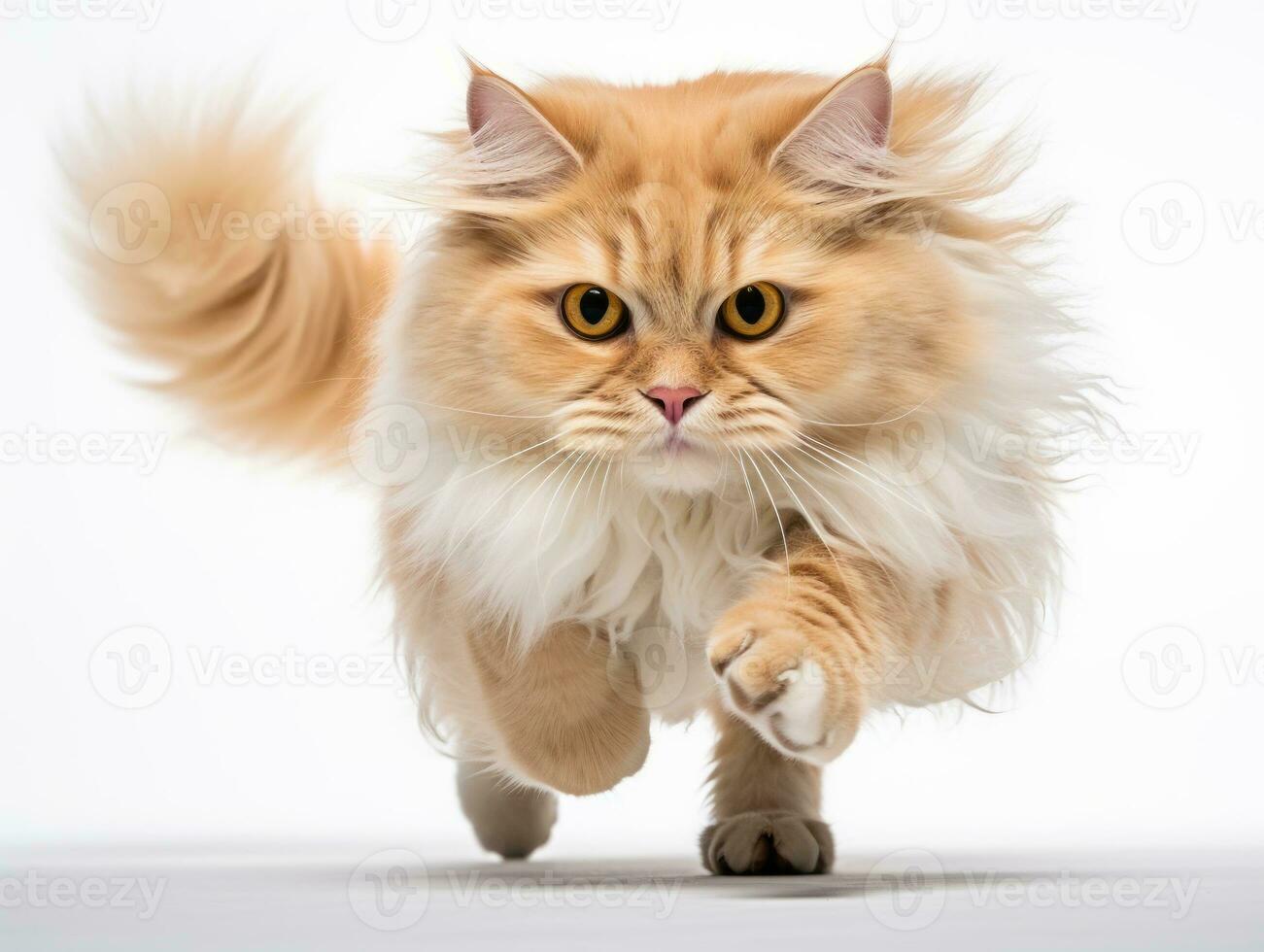 awesome epic photo of cat on white background national geographic style AI Generative