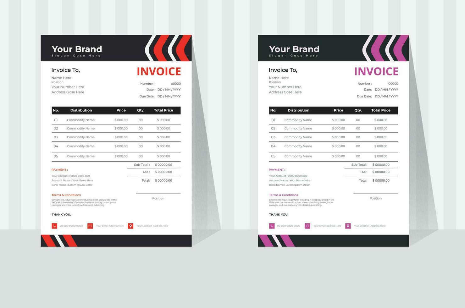 Modern Invoice Design Template Here vector