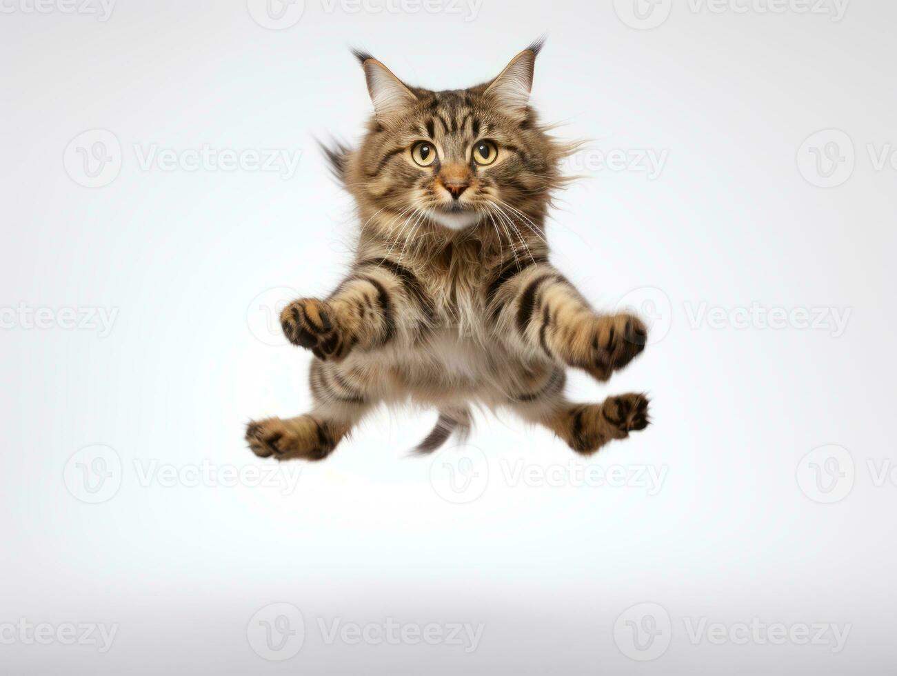 awesome epic photo of cat on white background national geographic style AI Generative